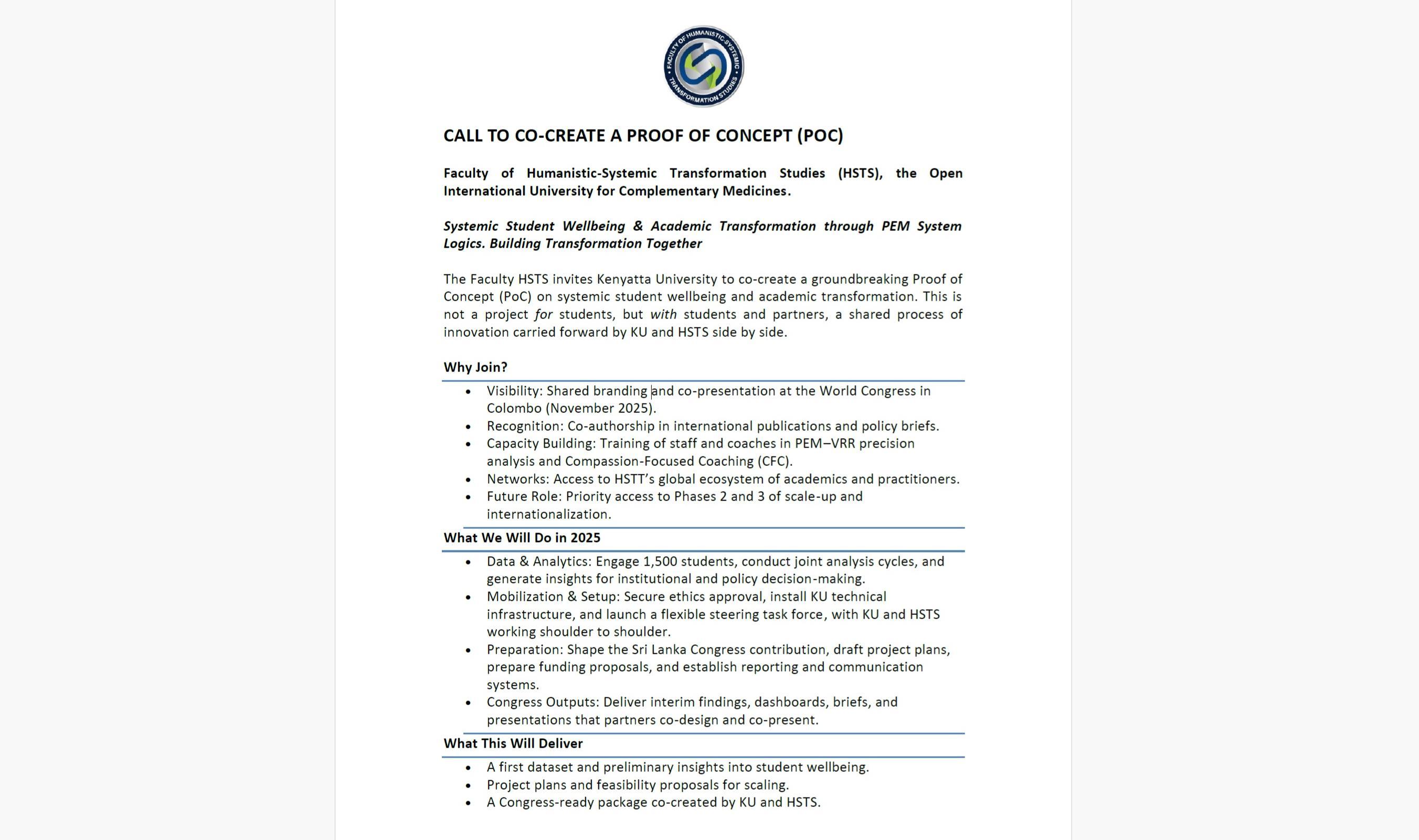 AUFRUF ZUR MITARBEIT BEI DER ERSTELLUNG EINES PROOF OF CONCEPT